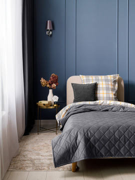 Покрывало стеганое велюровое MONACO Decor Magic, LANA, GRAFIT<LANA, 150*210, 1,5 спальные, GRAFIT>