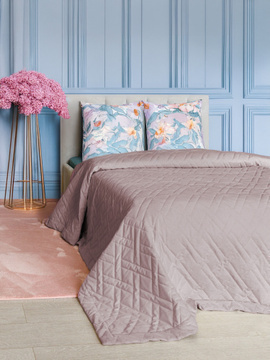 Покрывало стеганое велюровое ADRIA Decor Magic, MONO, LATTE<MONO, 135*230, односпальное, LATTE>